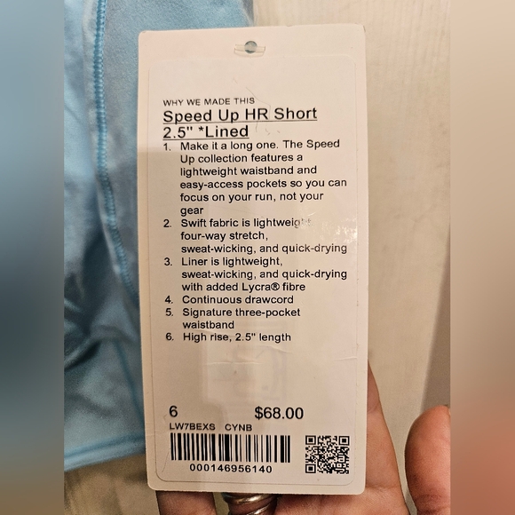 Lululemon speed up HR shorts 2.5" lined blue womens size 6 NEW - Picture 3 of 10